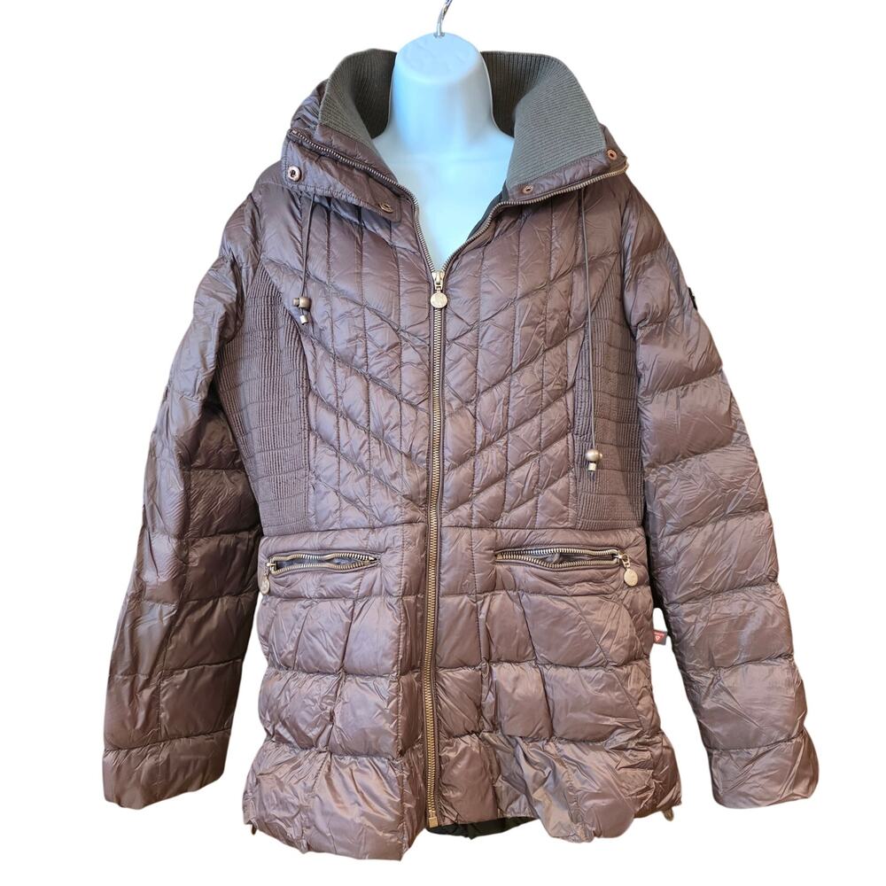 EUC Bernardo Packable Hooded Puffer Coat, PrimaLoft insulation sz L